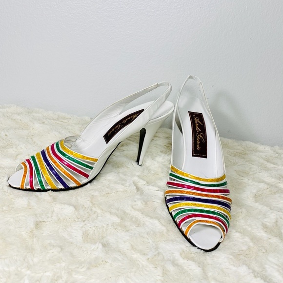 Aurelio Garcia Leather Multicolor Slingback Heels - Picture 2 of 15
